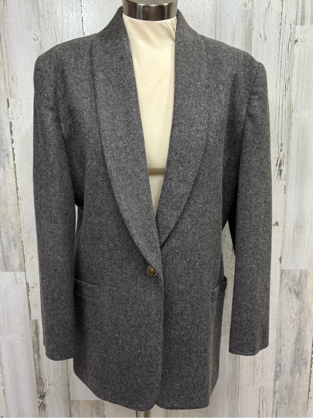 Radcliffe Vintage Gray Wool Shawl Collar Blazer Jacket